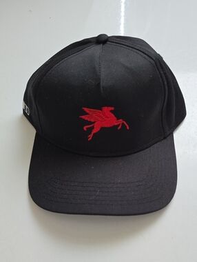 Black Baseball Cap with Mobil 1 Red Pegasus Logo